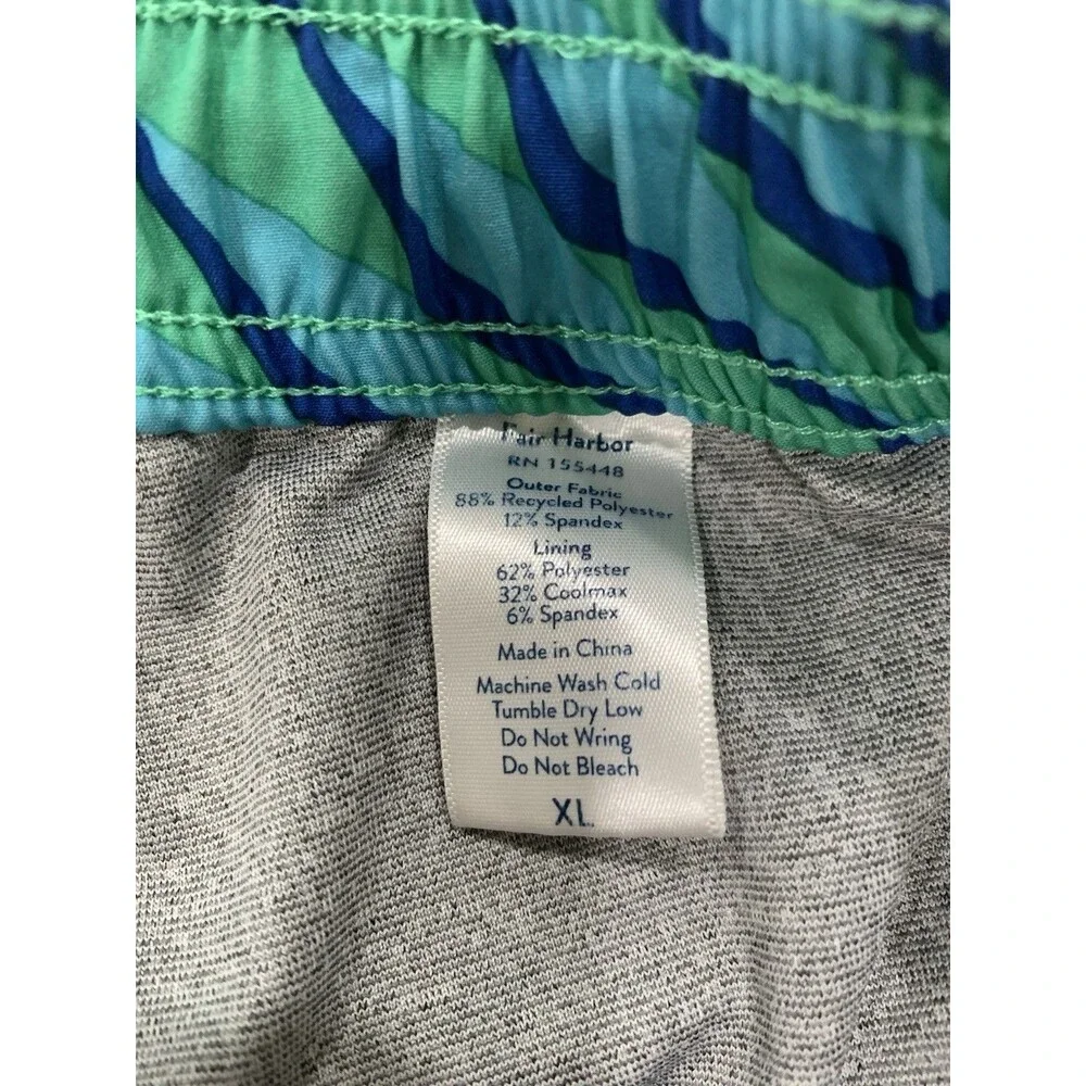 Fair Harbor Swim Trunks Mens XL Blue Green Geometric Wave The Anchor Shorts